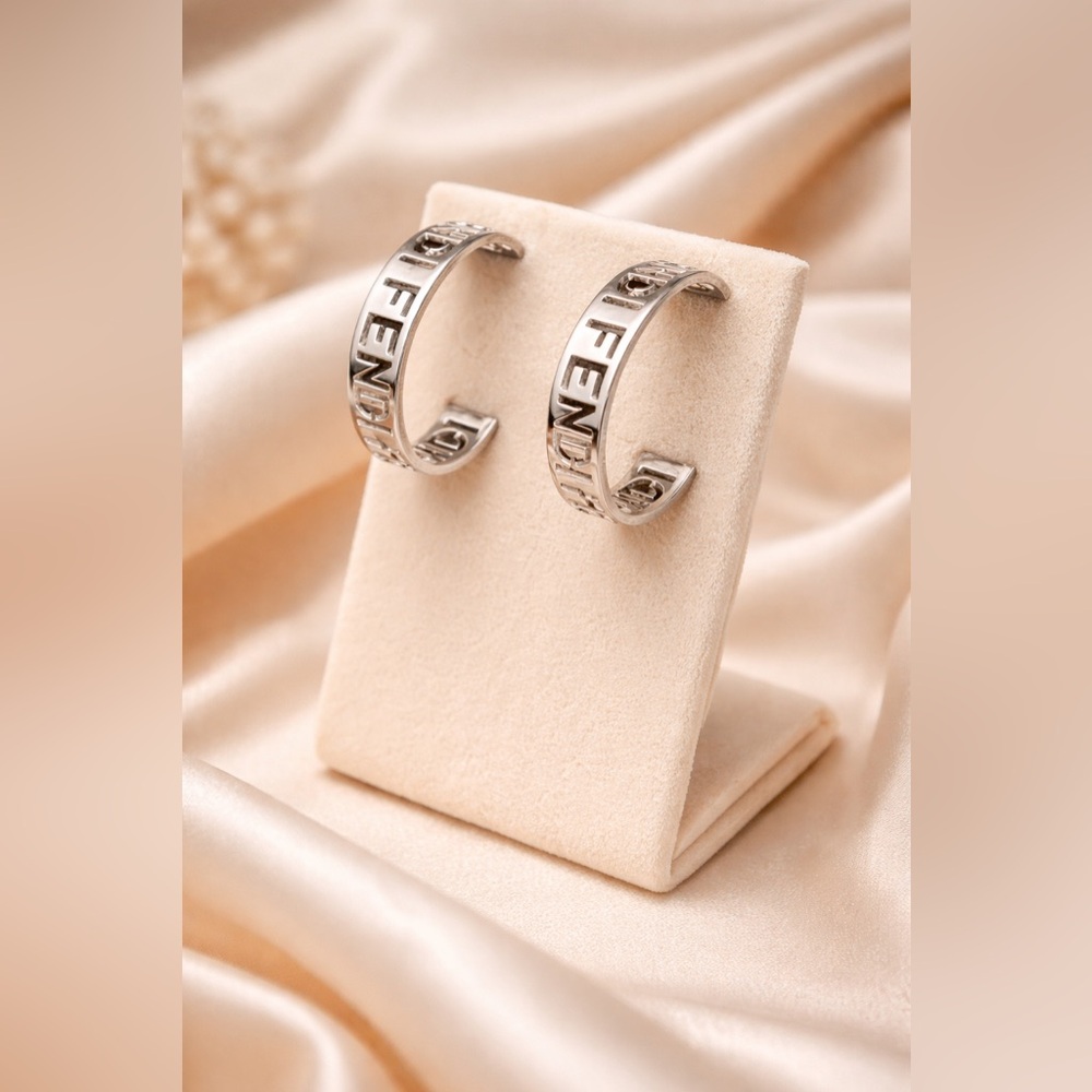 Luxury Silver Hoop Earrings - Picture 2 of 3